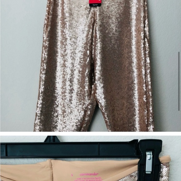 NWT Commando Rose Gold Sparkly Sequined Stretch-Jersey Leggings size L - Picture 6 of 8